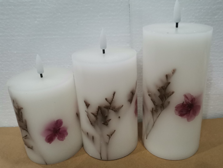 Pink and botanical wax candle designs